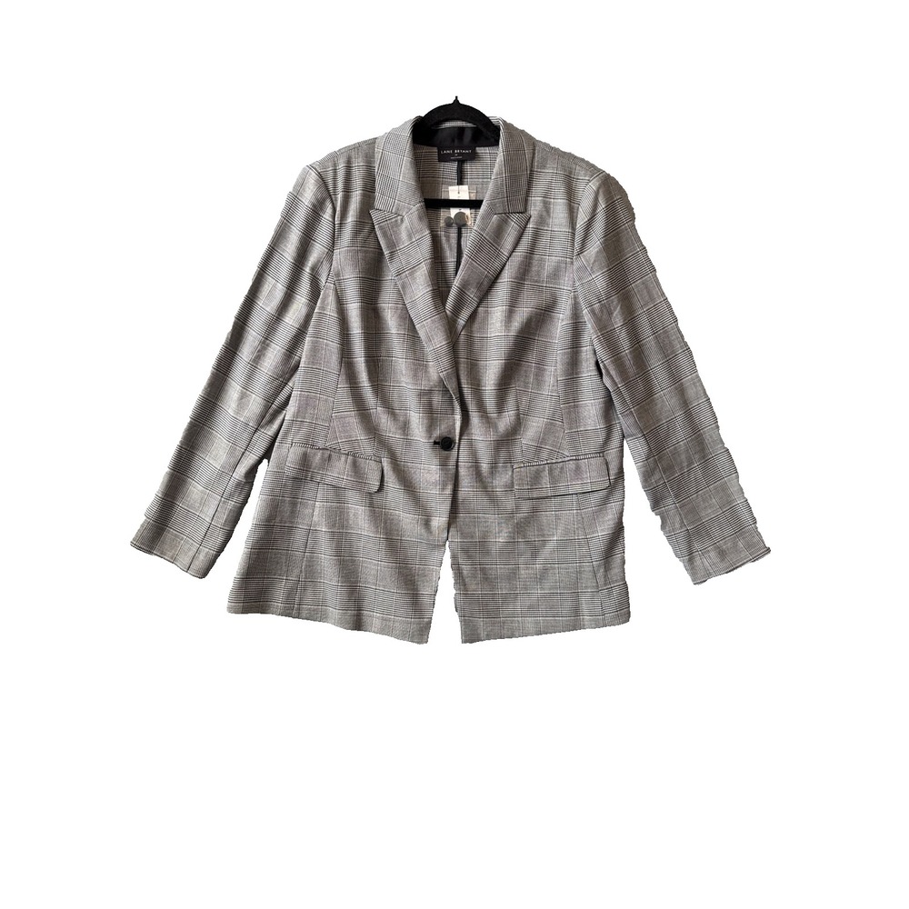 Lane Bryant Plaid Blazer Jacket 20 Gray Workwear Corporate NWT Single Button